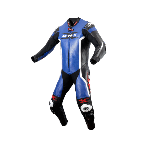 Combinaison moto bleue face