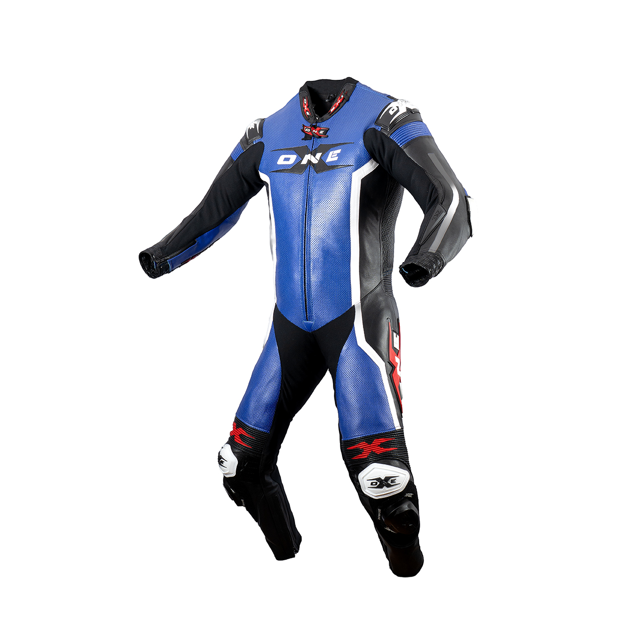 Combinaison moto bleue face