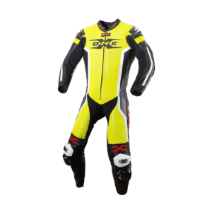 Combinaison moto jaune face