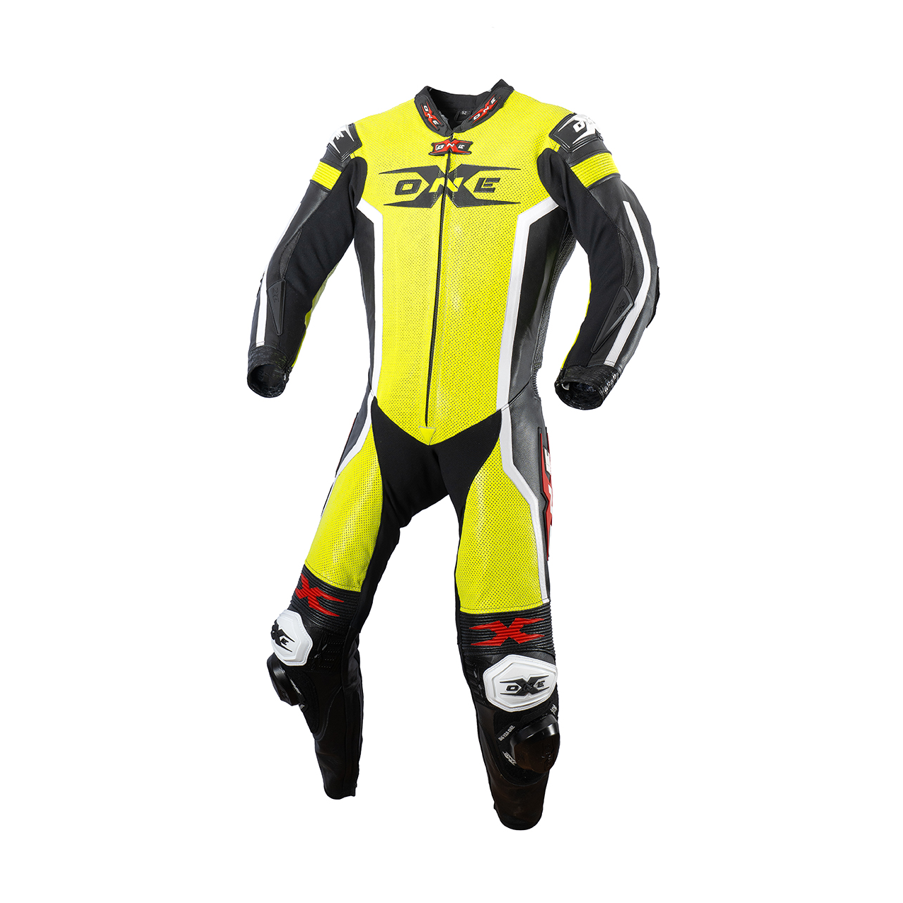 Combinaison moto jaune face